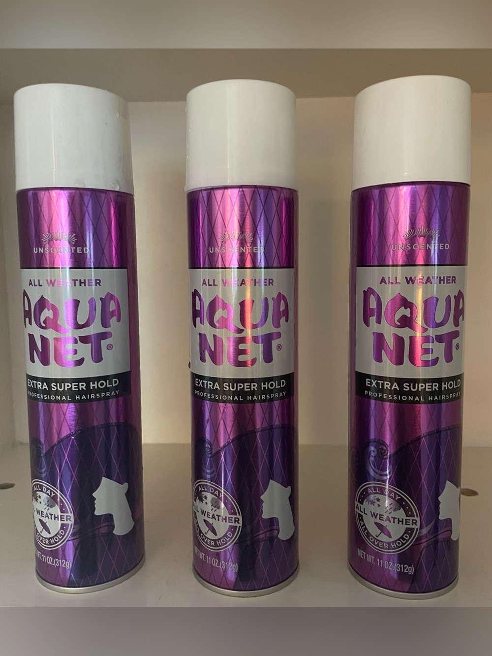 Lot of 3 Vintage Aqua Net Extra Super Hold Hairspray Unscented 11 oz New